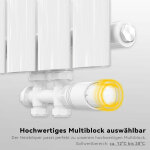 Sonni bloc de robinetterie vanne thermostatique multiblock set radiateur raccord central blanc Sonni bloc de robinetterie vanne thermostatique multiblock set radiateur raccord central blanc