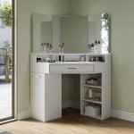 Coiffeuse avec miroir coiffeuse d'angle dplaable  gauche et  droite avec tiroirs et armoires coulissantes ...