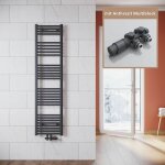 Sonni - radiateur de salle de bain anthracite 1600x400mm radiateur tte thermostatique sche - serviettes ...