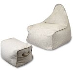 Buddy's rest fauteuil poire + repose pieds 90x60x85 cm interieur & exterieur, resistant au soleil, beige, ...