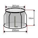 Sos trampoline - filet trampoline 250 sur anneau intrieur hauteur 180
