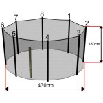 Sos trampoline - filet trampoline 430cm - 8 barres - hauteur 180 cm - fourreau extérieur Sos trampoline - filet trampoline 430cm - 8 barres - hauteur 180 cm - fourreau extérieur