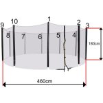 Filet trampoline 460cm ? 10 barres ? hauteur 180cm ? maille serr�e avec ouverture zip s�curis�e ? compatible ...
