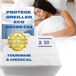 Sous taies oreillers jetables - lot de 50 - 60x60 cm - couleur blanc - protection literie conomique