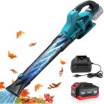 Souffleur batterie, souffleurs de feuilles avec 1 batterie de 3, 0 ah, moteur sans balais, vitesse d'air ...