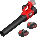 Souffleur de feuilles �lectrique, 6 modes de vitesse, 21v deux piles au lithium 4ah et chargeur 2 batterie, ...