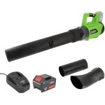 Souffleur � feuilles gros d�bit sans fil 18v - avec batterie 4ah et chargeur - 2 vitesses - max 210 km ...