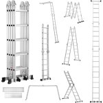 Teeno 5, 8 m chelle multifonction 7 en 1, 4 x 5 marches chelle transformable 20 chelons, chelle pliante ...