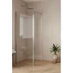 Soulhome paroi de douche fixe + pivotante 180� - transparent - verre 8 mm anticalcaire - chrome - largeur ...
