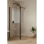 Soulhome paroi de douche fixe + pivotante 180� - transparent - verre 8 mm anticalcaire - noir - largeur ...