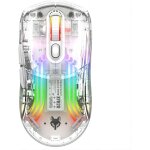 Souris de jeu sans fil transparente, souris rechargeable avec 5 niveaux de dpi r�tro�clair�s, clics silencieux ...