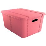 Bote de rangement life story avec couvercle petit 15l rose - blanc