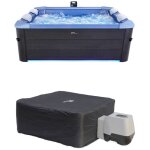Spa rigide oslo sapphire mspa 6 personnes gris. 4 coussins. bche incluse + housse thermique. hydromassages ...