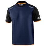 T - shirt sparco tech tucson tg xs bleu marine / orange fluo manches courtes effet pique' avec bandes ... T - shirt sparco tech tucson tg xs bleu marine / orange fluo manches courtes effet pique' avec bandes ...