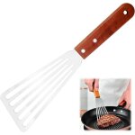 Spatule ajoure en acier inoxydable avec bords biseauts, pour retourner facilement poisson, ?ufs, crpes, ...