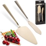 Spatule et couteau a gateau acier or 2 pieces