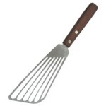 Spatule � manche en bois massif, en acier inoxydable, pour poisson, anguille, �gouttoir � huile, friture, ...