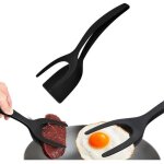 Spatule  omelette spatule antiadhsive 2 en 1 avec pince alimentaire spatule  oeufs en silicone spatule ...