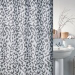 Rideau de douche polyester leopard masaimara 180x180cm gris & blanc spirella