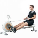 Sportnow - rameur magntique 16 niv. rsistance cran lcd support smartphone rangement vertical blanc ...