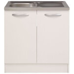 Spring - meuble bas de cuisine sous �vier - 2 portes - l80 x p57, 6 x h84, 2 cm - blanc - parisot