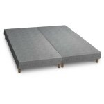 Spring - sommier tapissier tissu gris piètement en bois 2x 70x190 cm Spring - sommier tapissier tissu gris piètement en bois 2x 70x190 cm