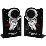 Sstrwgood 1 paire serre - livres m�tal astronaute noir, motif dessin anim�, fer �pais, pour enfants, ...