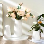 Sstrwgood set de 3 vases d�coratifs en c�ramique blanche - grand et petit vase, vase fleur, pampa - parfait ...