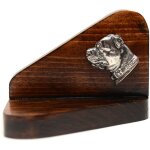 Staffordshire bull terrier, staffik, staffi ii - bougeoir en bois avec chien, photophore, m�morial pour ...