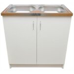 Ensemble cuisine 80 cm ? �vier inox � 2 compartiments ? meuble blanc r�sistant � l'humidit� ? installation ...