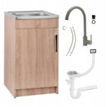 Stamar - meuble de cuisine 50x40 - ch�ne sonoma - avec �vier et robinet - gain de place optimal