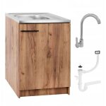 Stamar - meuble de cuisine 60 cm - ch�ne dor� - compact et �l�gant - avec �vier et robinet