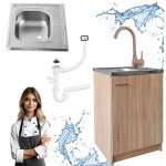 Meuble de cuisine 60 x 60 cm - chne sonoma - avec vier et robinet beige - pratique et lgant