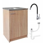 Meuble de cuisine sonoma - 60 x 50 cm - noir - compact et pratique - avec vier et robinet flexible