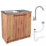 Stamar - meuble de cuisine sous �vier - 80 cm - ch�ne dor� - ensemble complet - design �l�gant