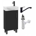 Stamar meuble de salle de bain - 40x22 cm - noir mat - avec lavabo et robinet rotatif