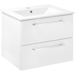 Stamar - meuble sous lavabo 60 cm - blanc brillant - 2 tiroirs - syst�me de fermeture douce