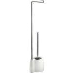 Stand wc - porte brosse avola blanche inox pour salle de bain avec brosse wc design et support papier ...