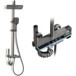 Stanew ? colonne de douche avec �clairage led ? t�te carr�e 23x23cm ? 4 jets ? hauteur r�glable 75 - ...