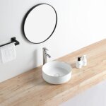 Stano. - vasque à poser ronde en céramique mendoza 6 coloris Ø36 cm blanc mat liseré doré Stano. - vasque à poser ronde en céramique mendoza 6 coloris Ø36 cm blanc mat liseré doré
