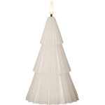 Star trading - bougie grany, sapin, blanc, bougie ronde, led, minuterie, blanc chaud, 18 cm