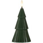 Trading bougie grany, sapin, vert, bougie ronde, led, minuterie, blanc chaud, 15 cm - star