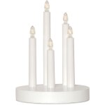 Star trading - chandelier led sans fil 'doris', base en bois, 5 bougies led, piles + minuteur, blanc, ...