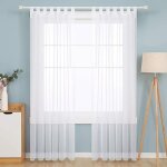 Lot de 2 voilage salon effet lin  pattes 132x214cm rideau de porte maison fentre blanc chambre dcoration ...