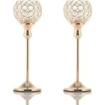 Bougeoirs cristal rond dor, dcoration centre de table mariage, pour saint valentin(2pcs, 35cm de haut) ...
