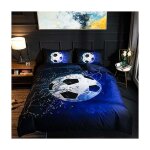 Housse de couette 200cm x 200cm modle de football - parure de lit en microfibre 2 personnes avec fermeture ...
