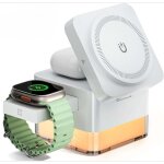 Station de charge pour iphone nightstand, stand de chargeur de t�l�phone sans fil 15w 3in1, dock magsafe ...