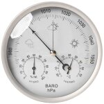 Station m�t�o analogique 3 en 1 ulisem en acier inoxydable �132 mm ? barom�tre, thermom�tre, hygrom�tre ...