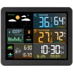 Station m�t�o intelligente fj3566m avec horloge, thermom�tre et hygrom�tre int�rieur et ext�rieur, grand ...