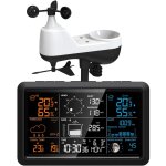 Station m�t�o avec pluviom�tre et an�mom�tre sans fil int�rieur ext�rieur 5 en 1 pr�visions m�t�o num�riques ...